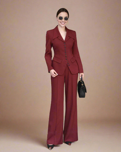 maroon coord set for women