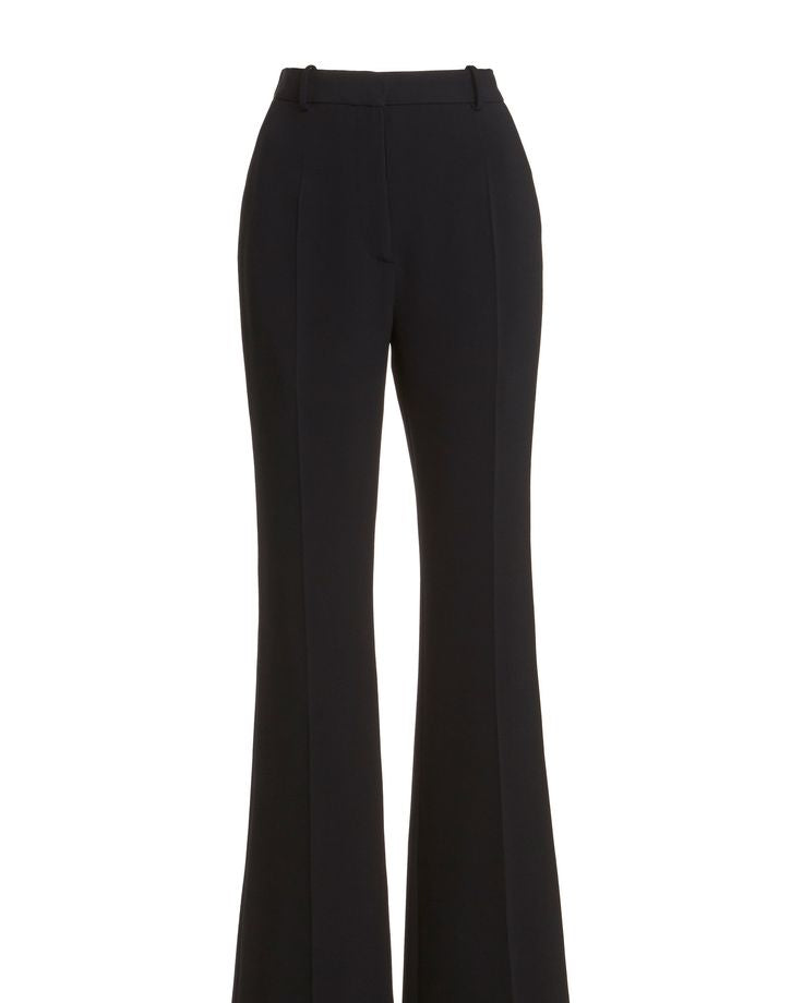 Women's black wide-leg formal pants with a high-waisted fit for office wear.