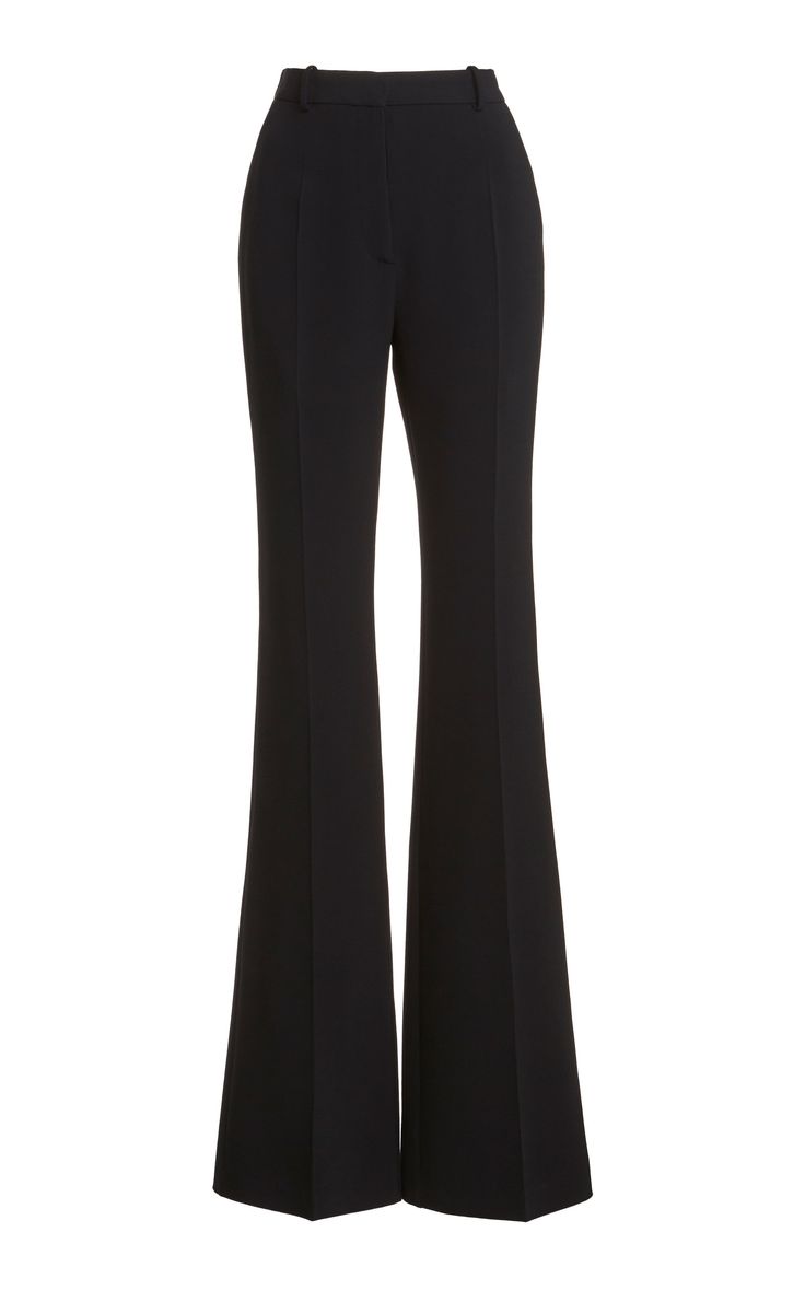 Women's black wide-leg formal pants with a high-waisted fit for office wear.
