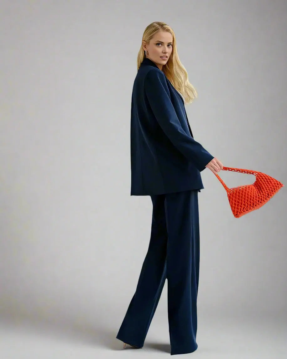 Navy Blue-Breasted 3-Piece Set