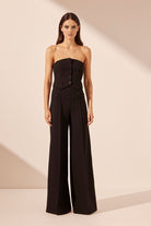 Women's dark brown cropped bustier  for semi-formal occasions.