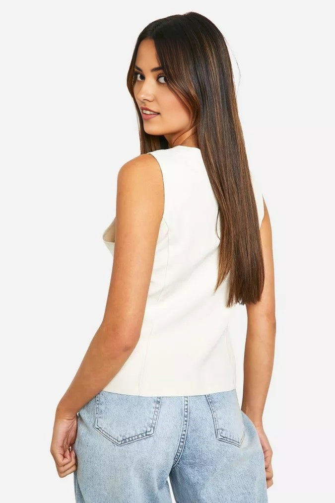 off-white trendy waist coat for female