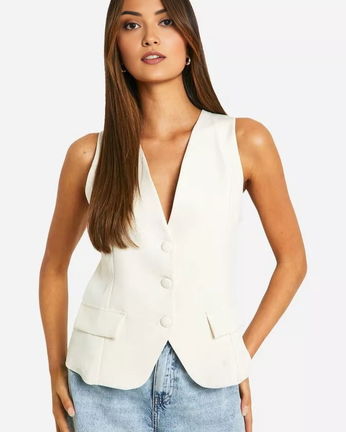 off white blazer waist coat for women