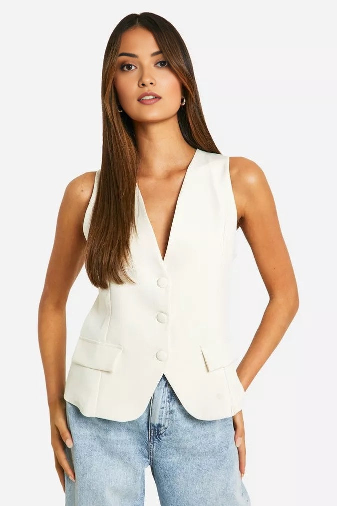 off white blazer waist coat for women
