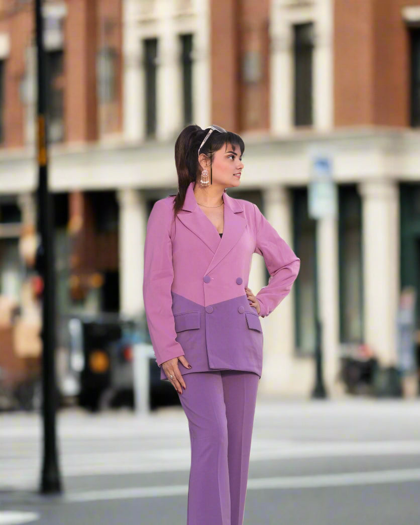 purple blazer suit set for women