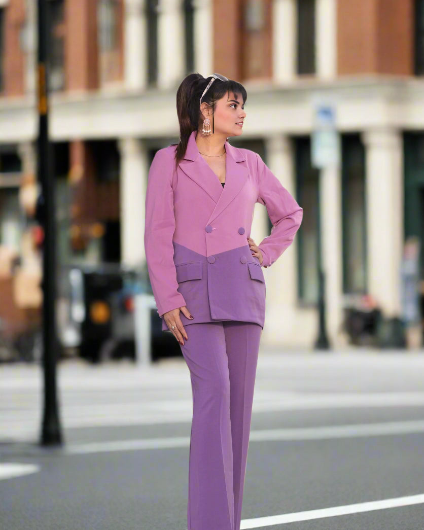 purple blazer suit set for women