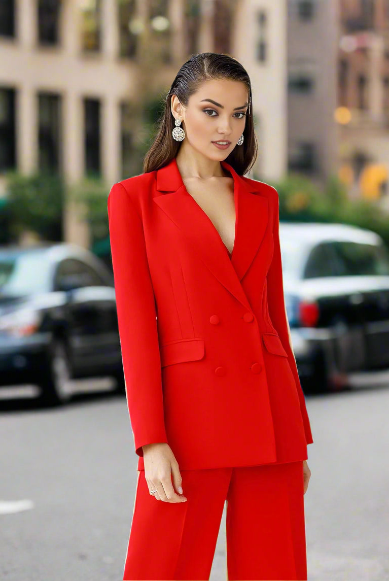 red suit set for women