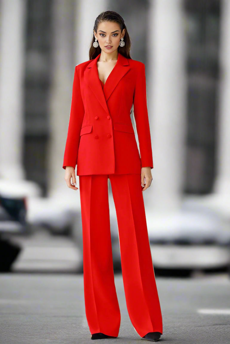 red suit set for women