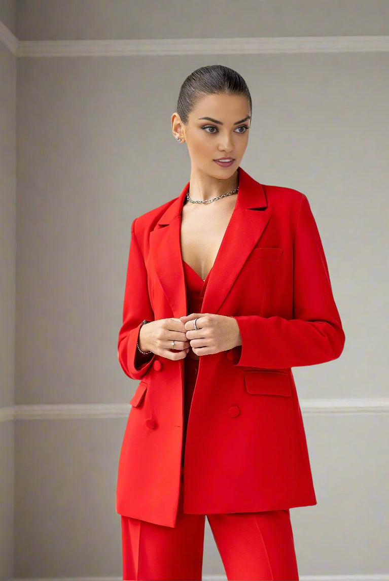 red suit set for women