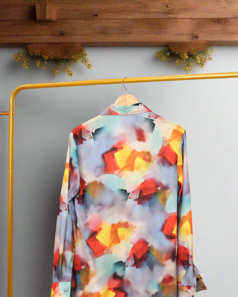 printed satin shirt for women