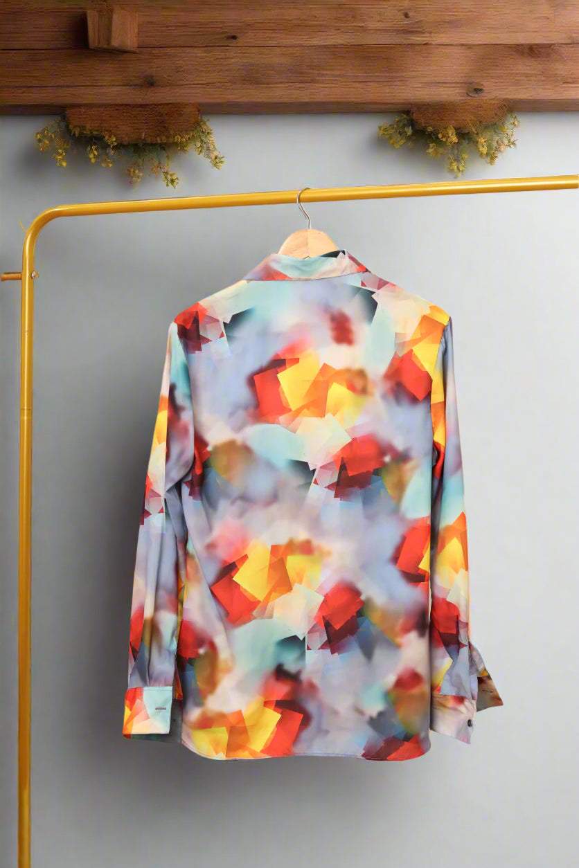 printed satin shirt for women