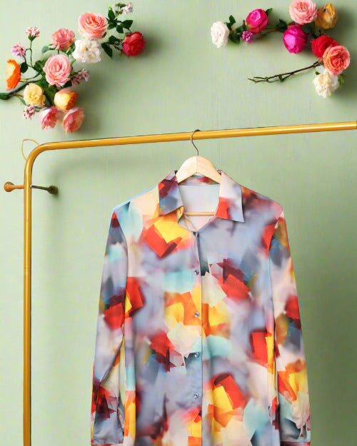 printed satin shirt unisex