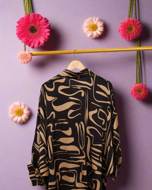 Satin printed shirt for women