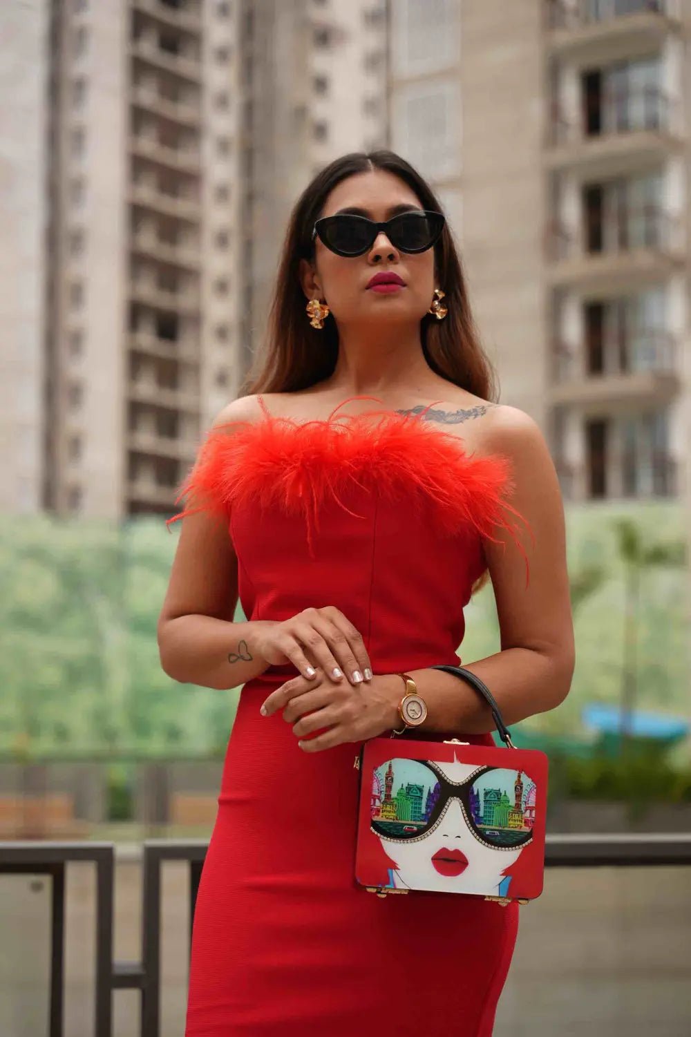 red feather dress for women