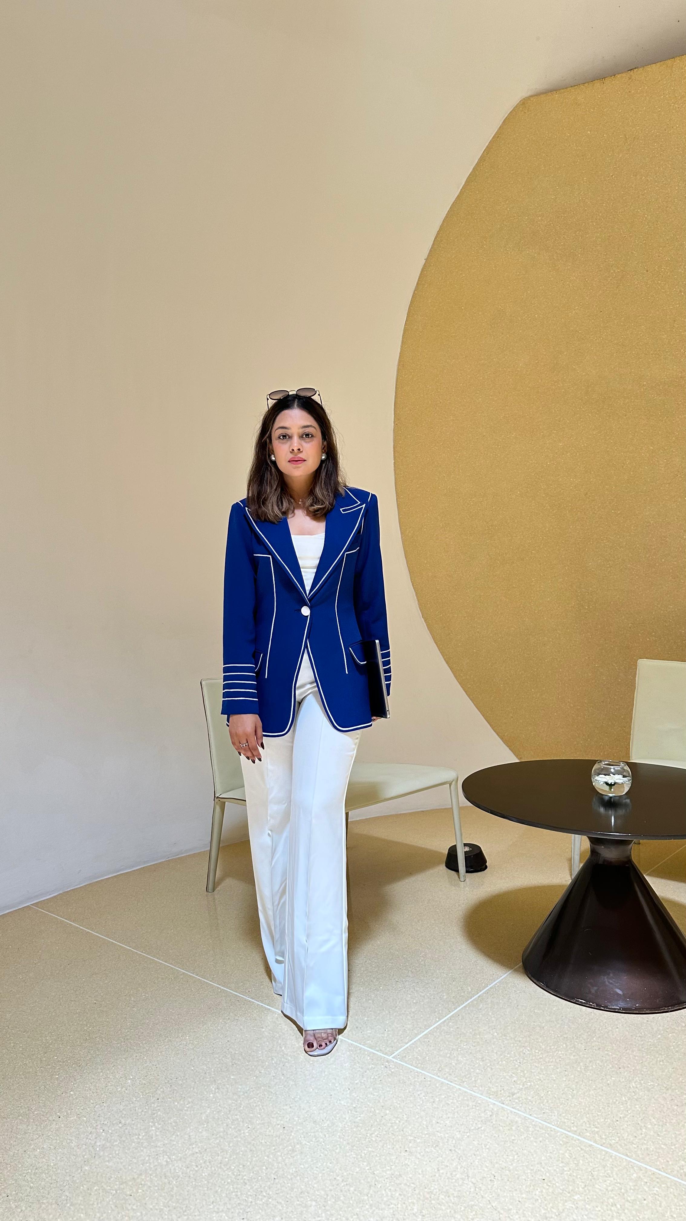 Sapphire Blue Power Blazer for Women Beyond Formals