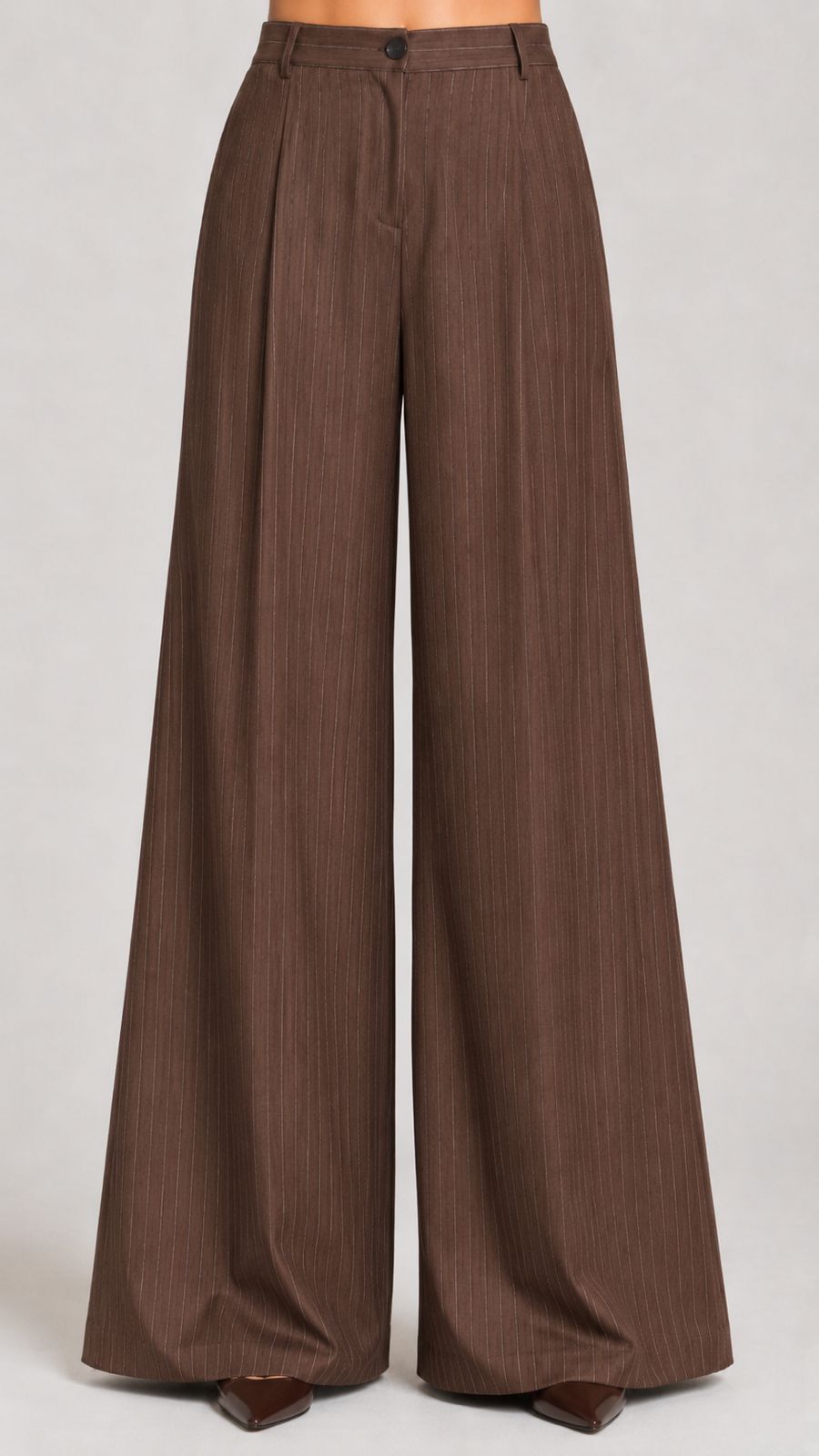 Luxe Brown Pinstripe Two-Piece Suit Set with Tie Beyond Formals