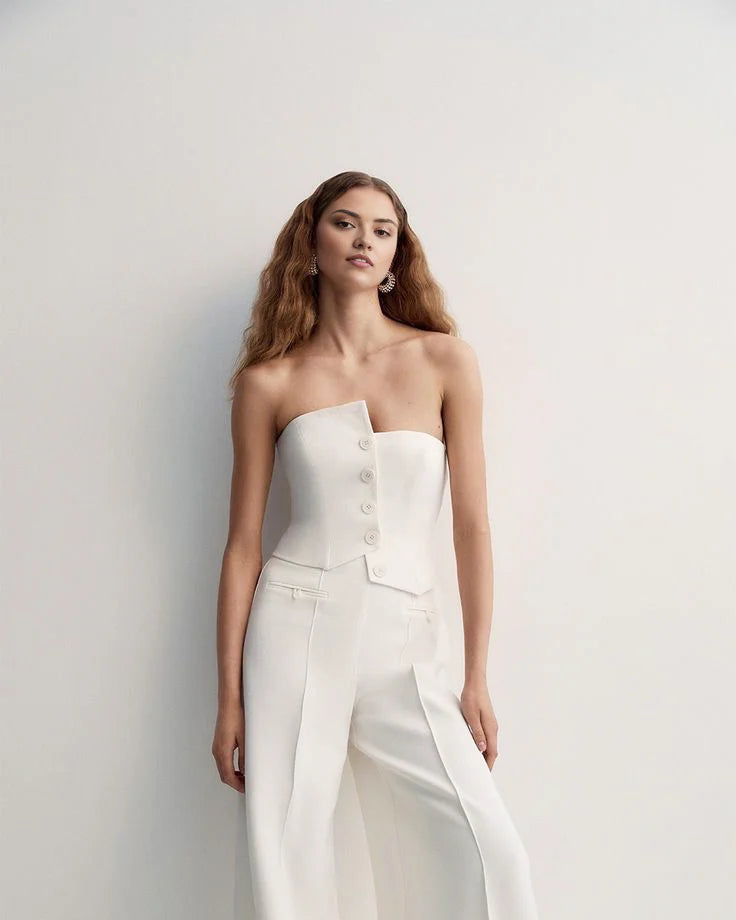 Pearl Essence Co-ord Set (Bustier & Pants) - Beyond Formals