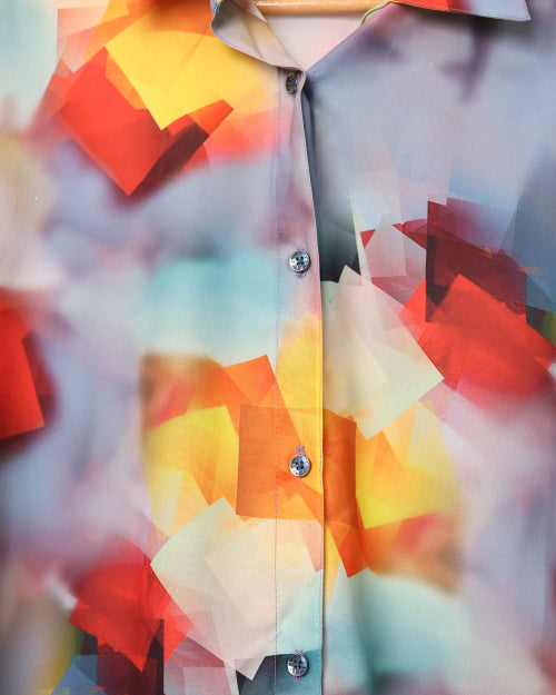 printed satin shirt for women