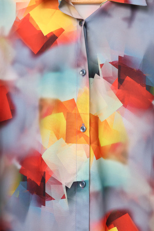 printed satin shirt for women