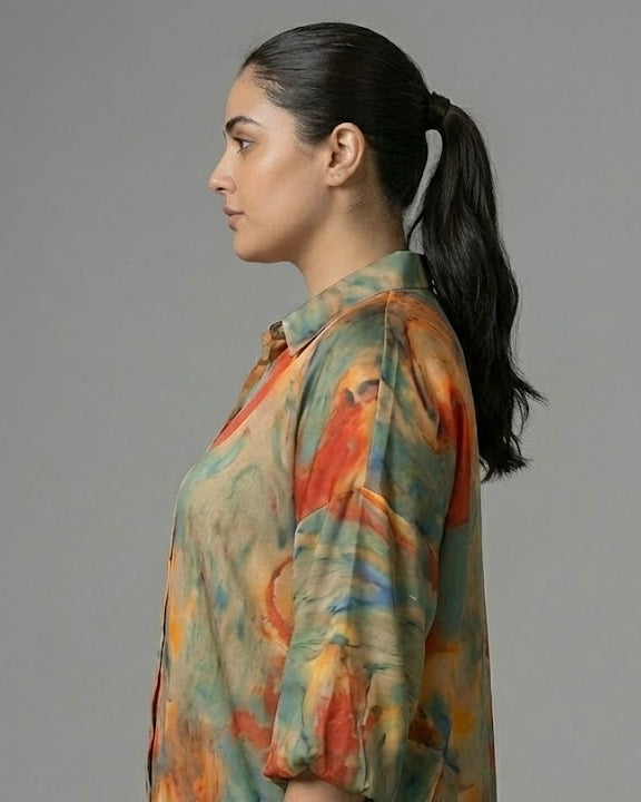 Rust & Olive Marble Swirl Print Shirt Beyond Formals