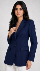 Navy Pinstripe Single-Breasted Blazer Beyond Formals