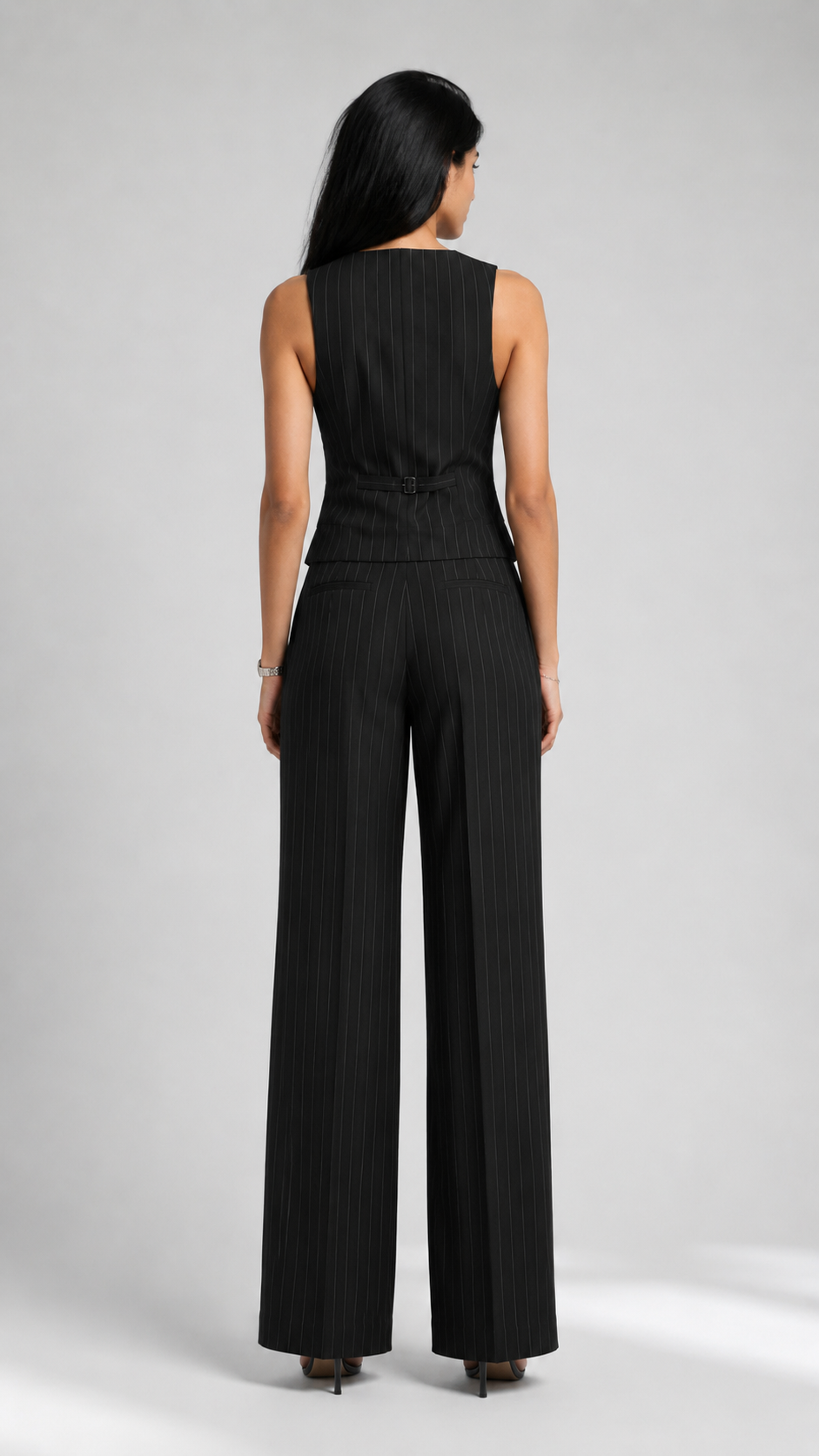 Black Pinstripe Waistcoat Co-Ord Set Beyond Formals