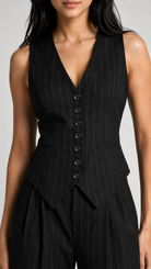Black Pinstripe Waistcoat Co-Ord Set Beyond Formals