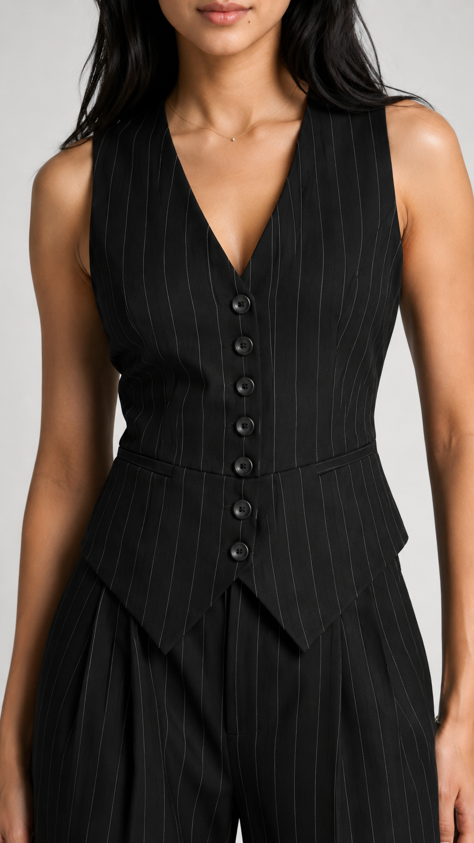 Black Pinstripe Waistcoat Co-Ord Set Beyond Formals