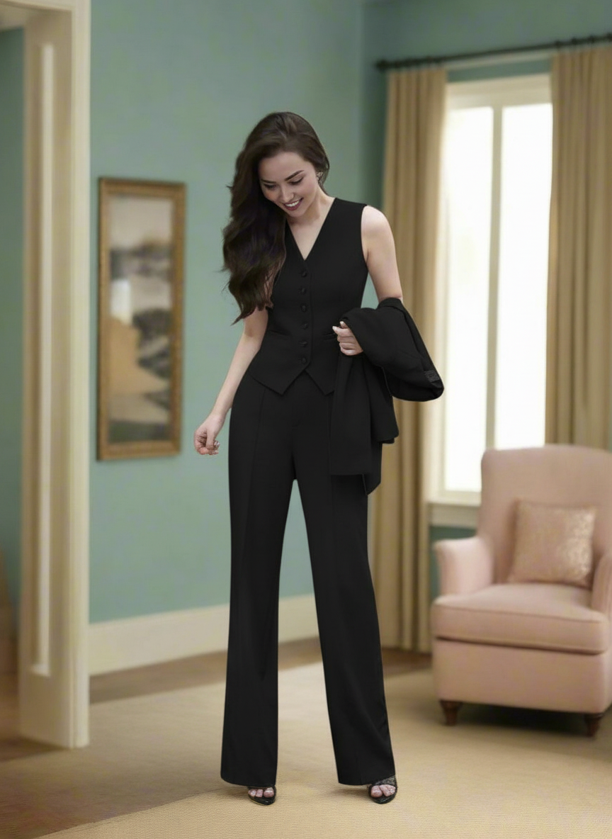 Black 3 Piece Blazer Suit-Set Beyond Formals