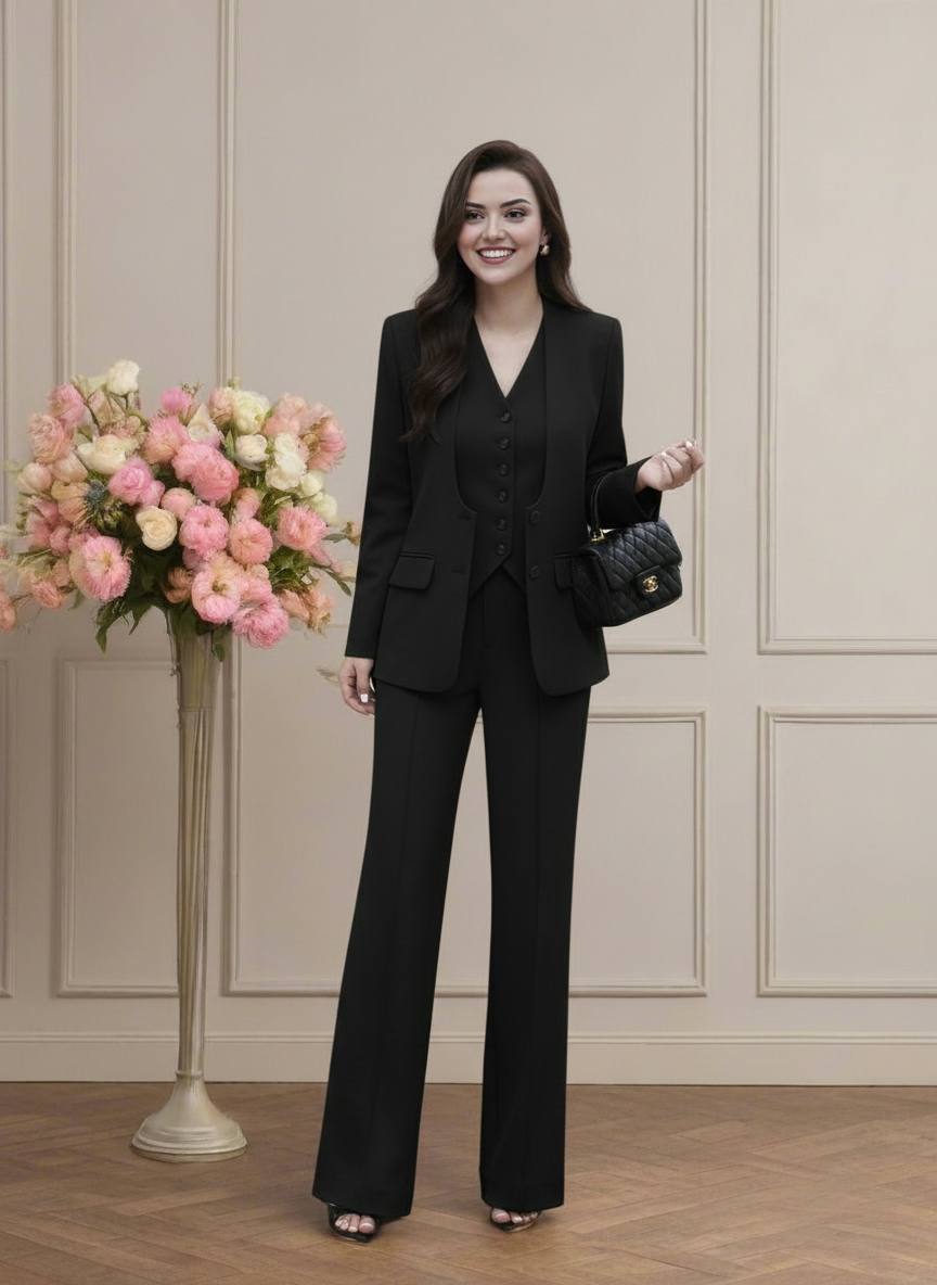 Black 3 Piece Blazer Suit-Set Beyond Formals