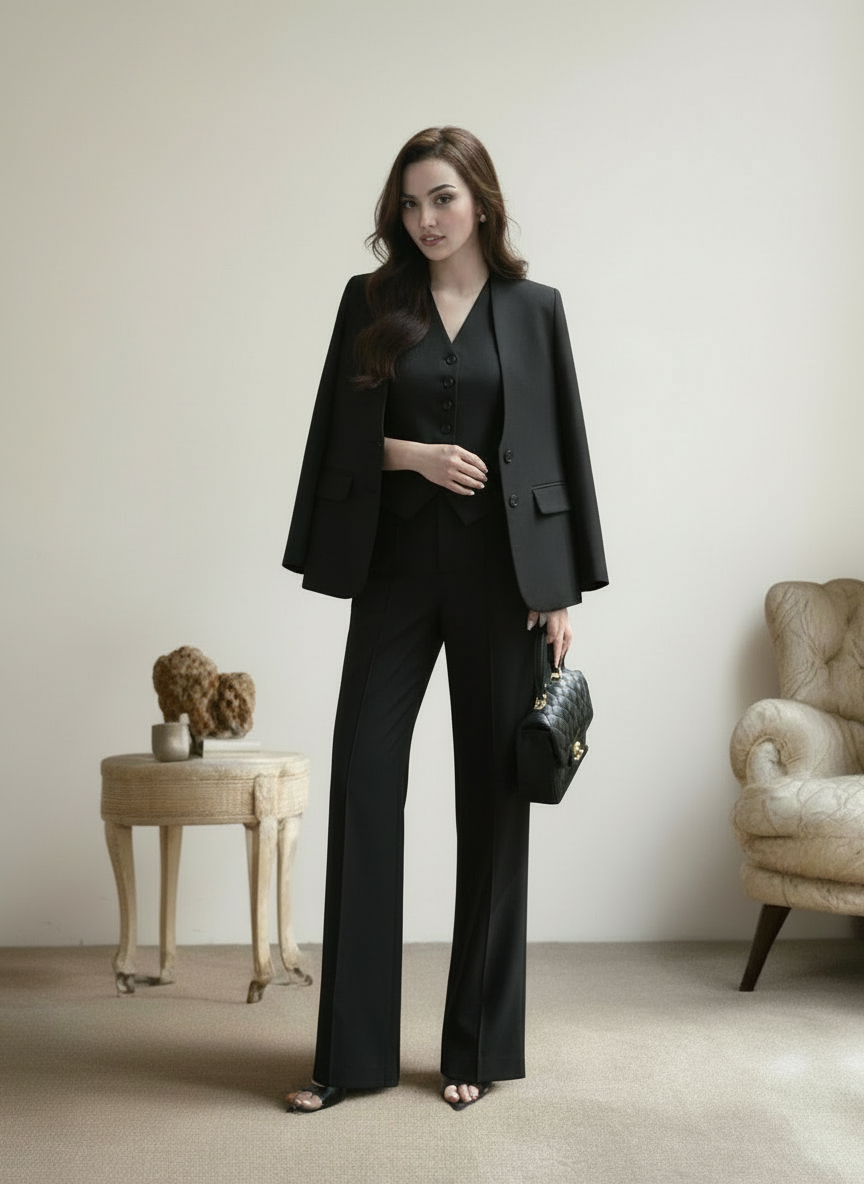 Black 3 Piece Blazer Suit-Set Beyond Formals