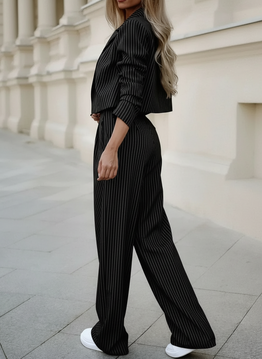 Blue Pinstripe Blazer Suit Set Beyond Formals