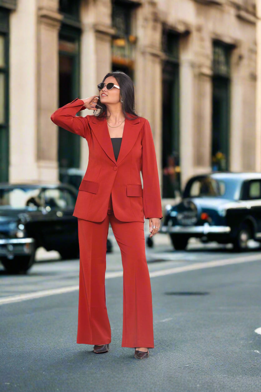 red power blazer suit set for women