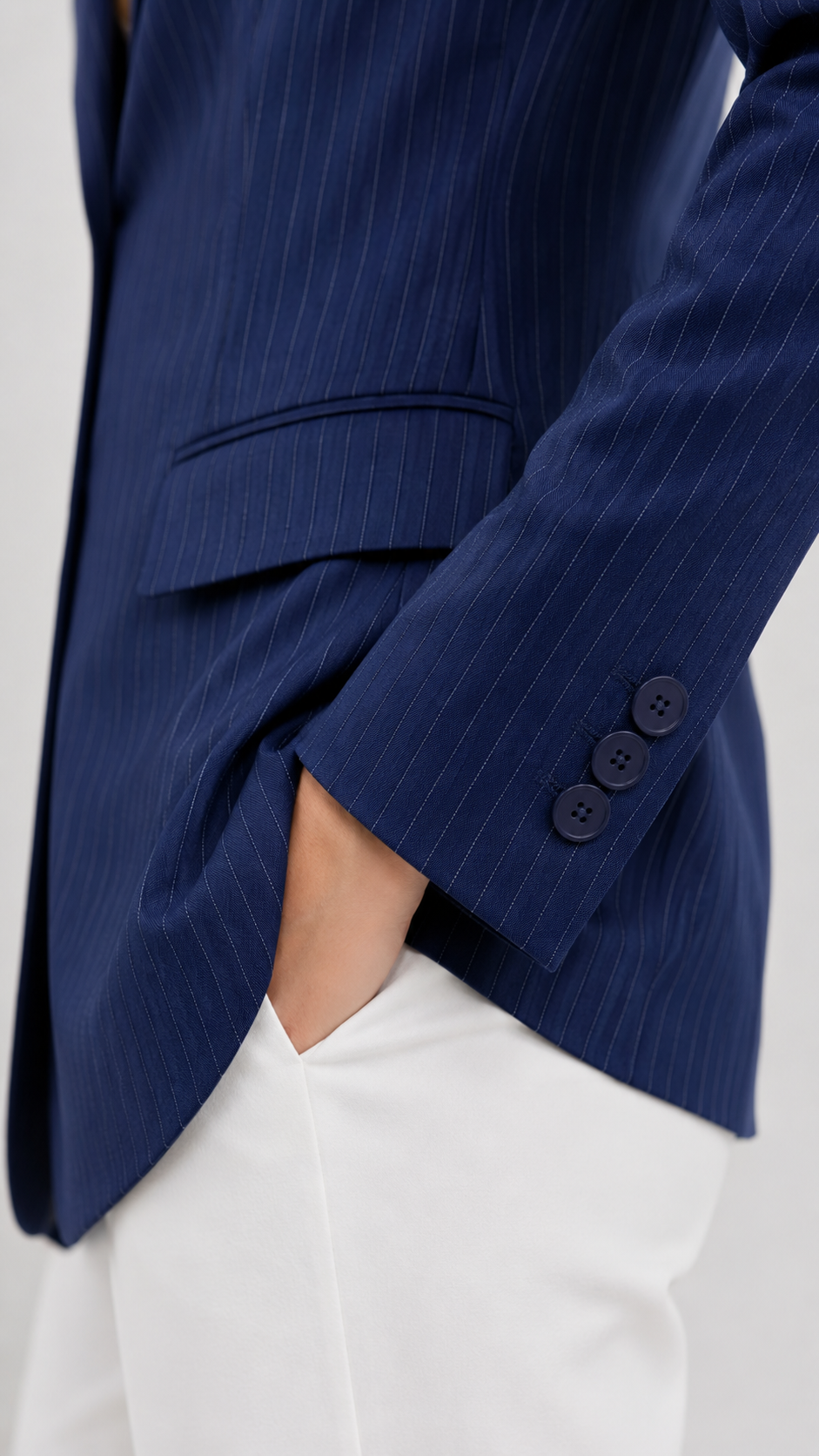 Navy Pinstripe Single-Breasted Blazer Beyond Formals