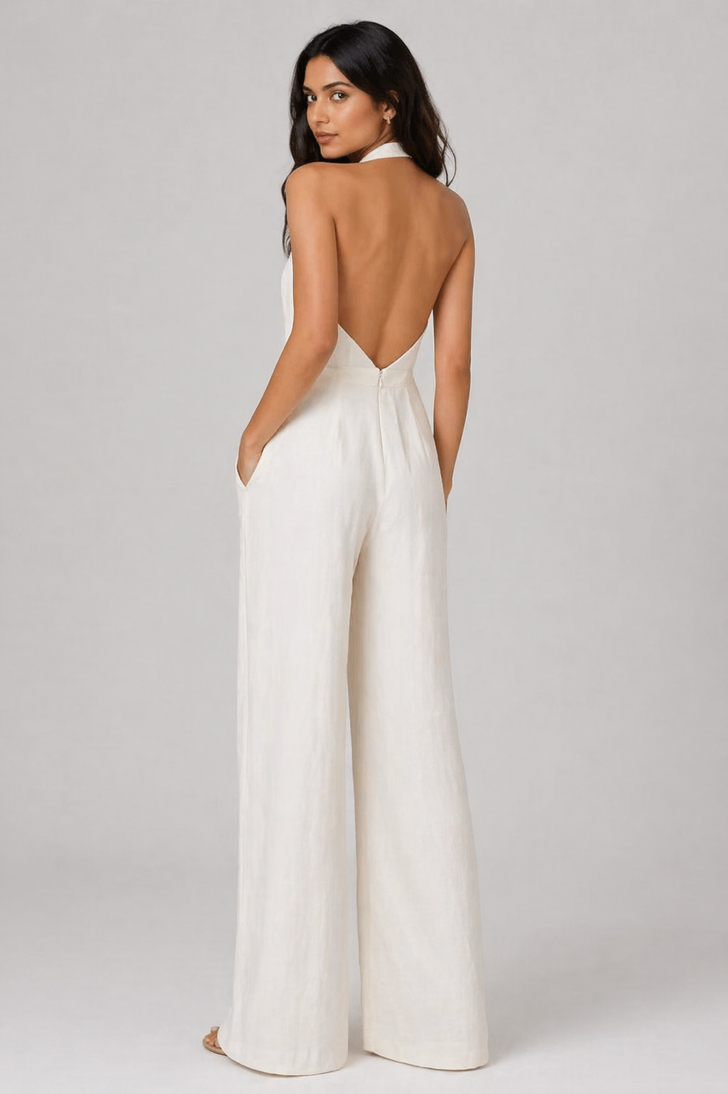 Raven Wide Leg & Backless Halter Jumpsuit Beyond Formals
