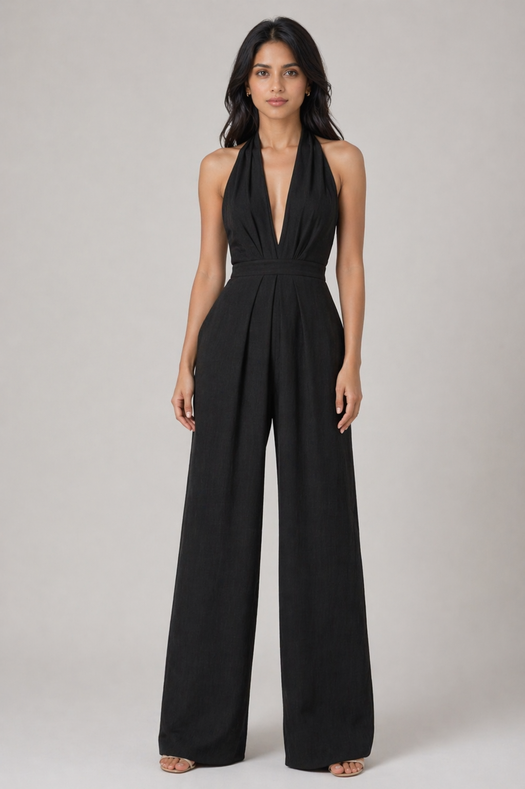 Raven Wide Leg & Backless Halter Jumpsuit Beyond Formals
