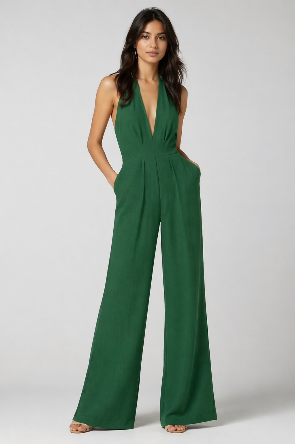 Raven Wide Leg & Backless Halter Jumpsuit Beyond Formals