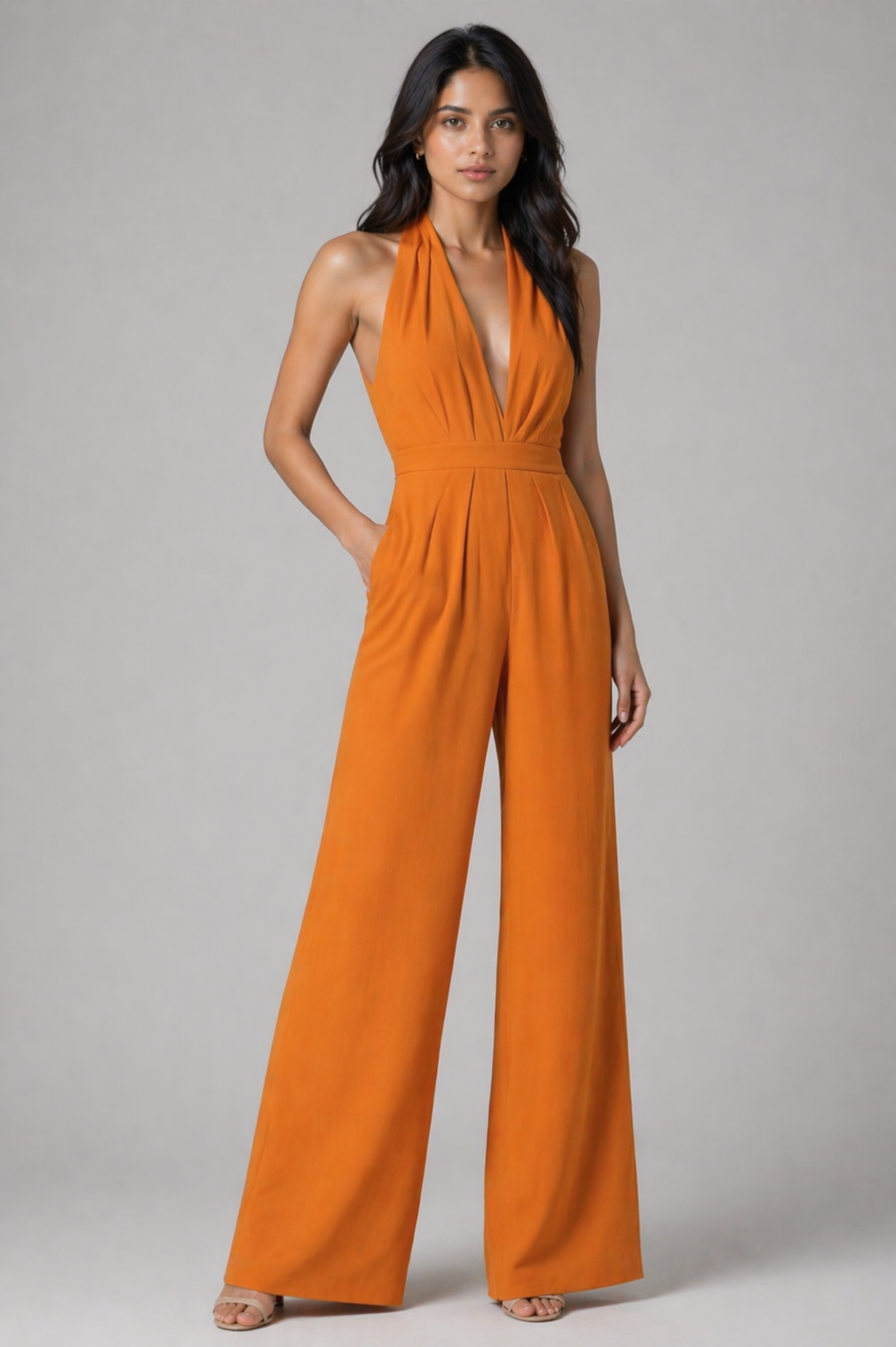 Raven Wide Leg & Backless Halter Jumpsuit Beyond Formals