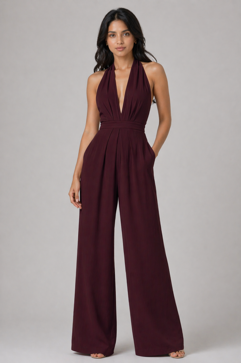 Raven Wide Leg & Backless Halter Jumpsuit Beyond Formals