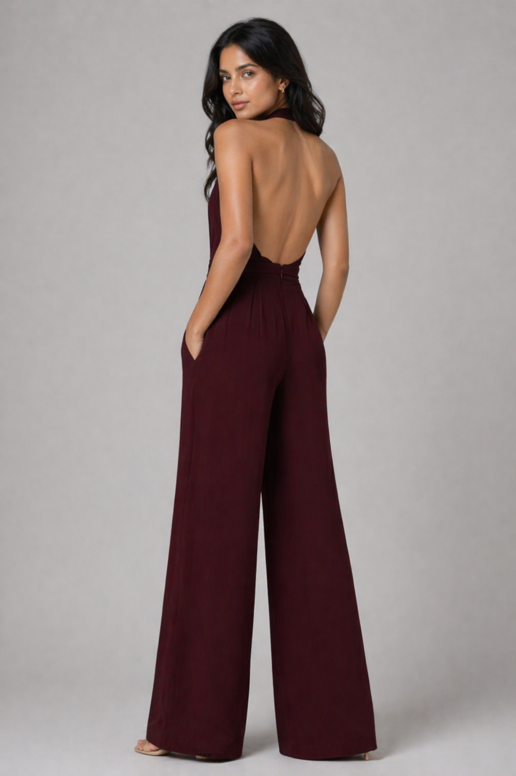 Raven Wide Leg & Backless Halter Jumpsuit Beyond Formals