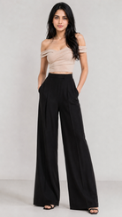 Black High-Rise Wide-Leg Trousers Beyond Formals