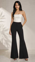 Black High-Rise Flared Trousers Beyond Formals