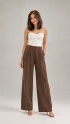 Brown High-Rise Wide-Leg Trousers Beyond Formals