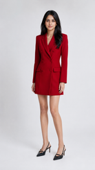 Red Double-Breasted Blazer Dress Beyond Formals