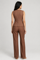 Pinstripe V-neck Single-Breasted Waistcoat Beyond Formals