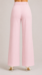 Nude Pink Pinstripe High-Waist Wide-Leg Trousers for Women – View 4