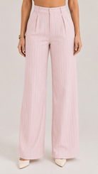 Nude Pink Pinstripe High-Waist Wide-Leg Trousers for Women – View 5