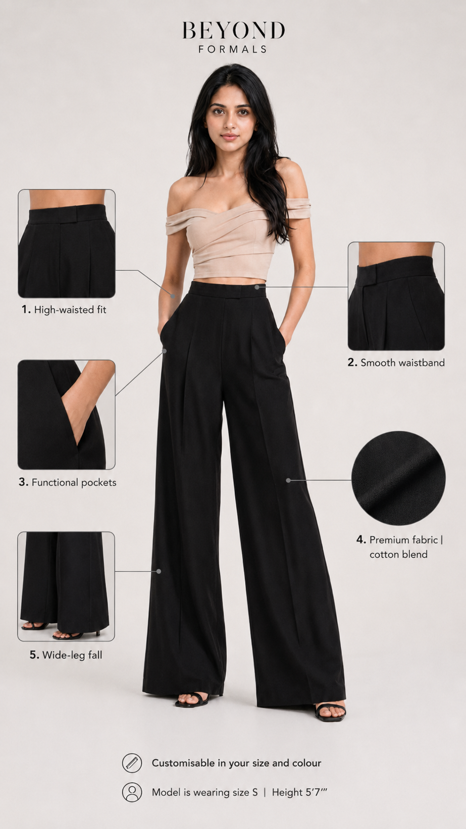 Black High-Rise Wide-Leg Trousers Beyond Formals