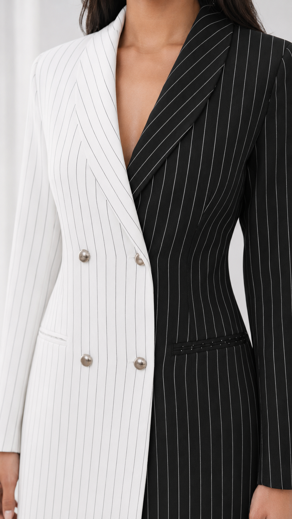 Monochrome Pinstripe Blazer Dress Beyond Formals