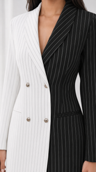 Monochrome Pinstripe Blazer Dress Beyond Formals